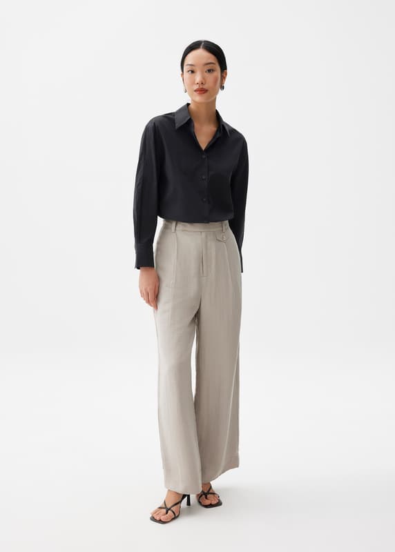 Lace Trim Collar Cotton Blend T-Shirt