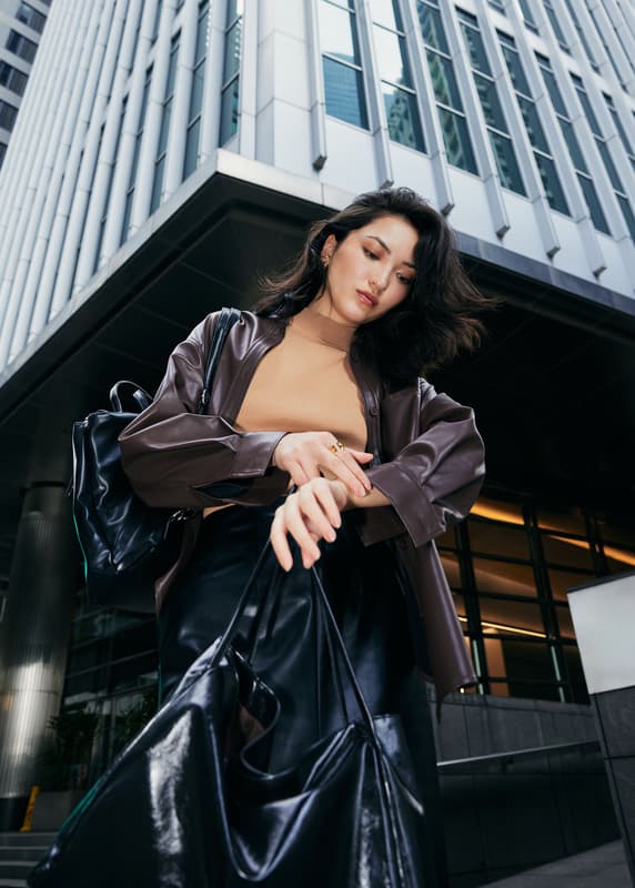 Oversized Vegan Leather Collared Shirt | Love, Bonito INTL