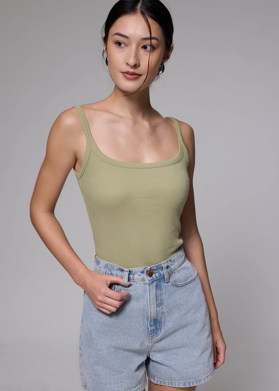 Fitted Ribbed Jersey Tank Top