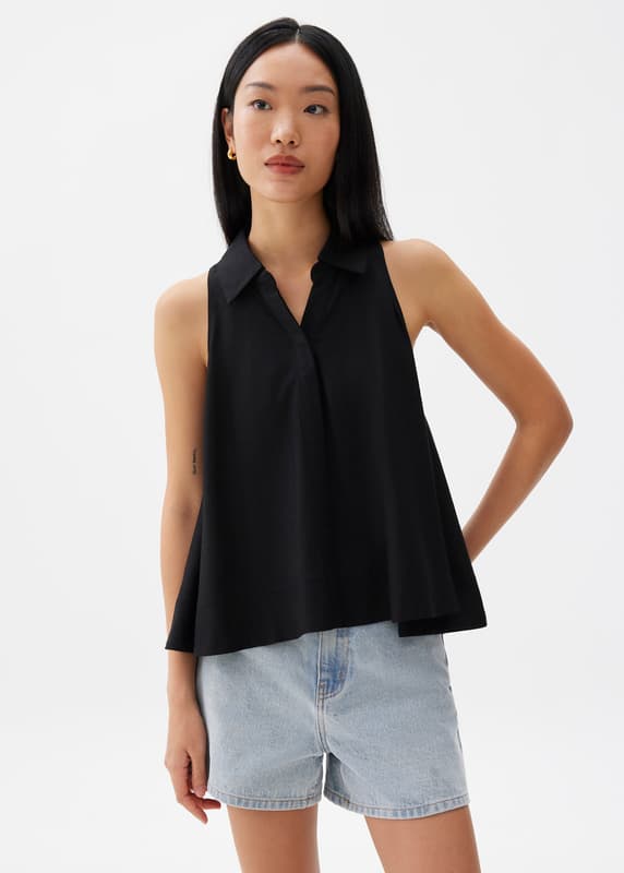 Linen Collared Swing Top | Love, Bonito US