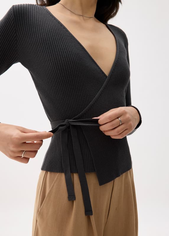 Fitted Knit Wrap Top | Love, Bonito US