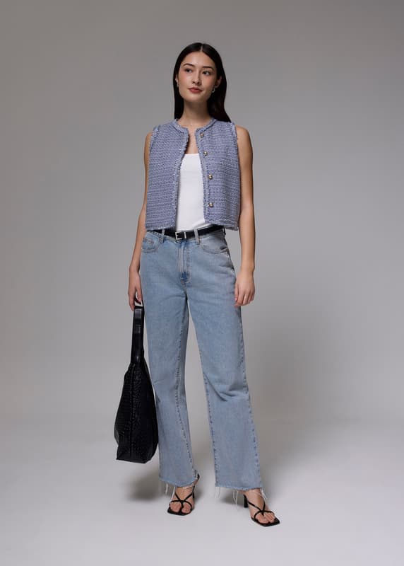 Tweed Boxy Crop Vest | Love, Bonito ID