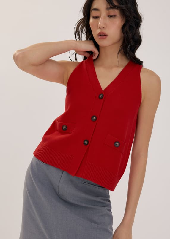 V-Neck Knit Top