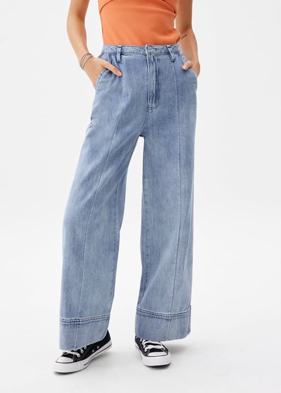 ★韓国発★ La-love back point Denim PT PATTA HOPE LOVE PEACE DENIM PANTS Blue | BSTN Store