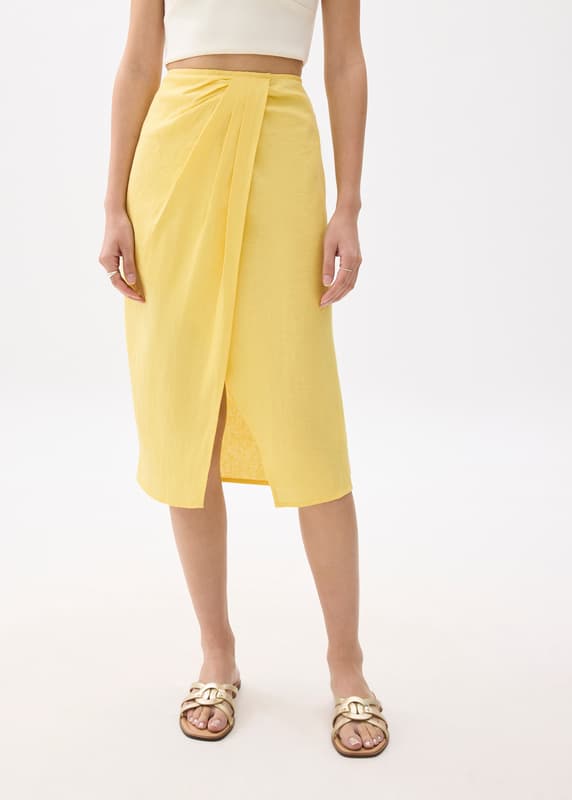 Upcycled High Waist Pencil Midi Skirt | Love, Bonito US