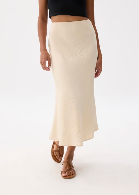 Textured High Waist Bias Cut Skirt | Love, Bonito INTL