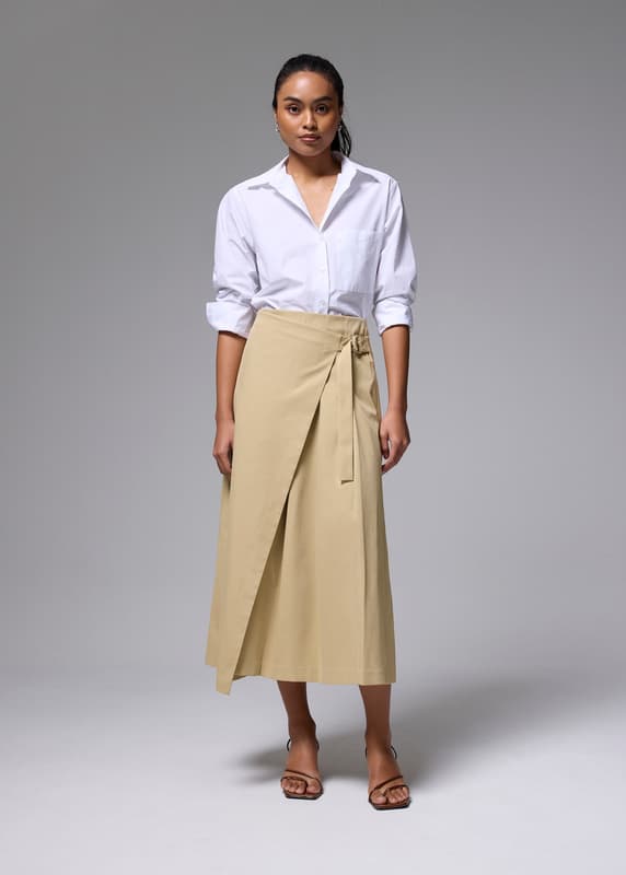 Tie front wrap midi skirt outlet