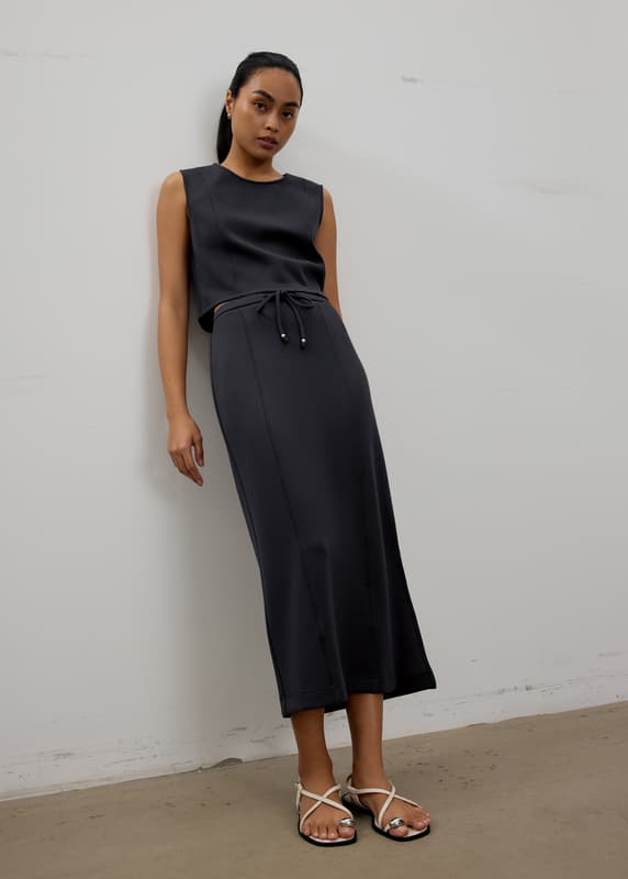 Neoprene High Waist Column Midaxi Skirt