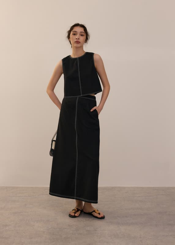 【I AM MARI】Bonnie H-line Slit Linen Skirt Posse Bonnie Linen Pencil Skirt | Liberty