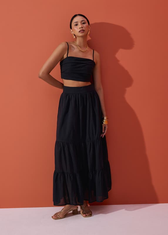 TAKE IT EASY FLARE MAXI SKIRT