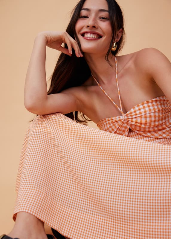 Padded Gingham Fit & Flare Midaxi Dress | Love, Bonito INTL