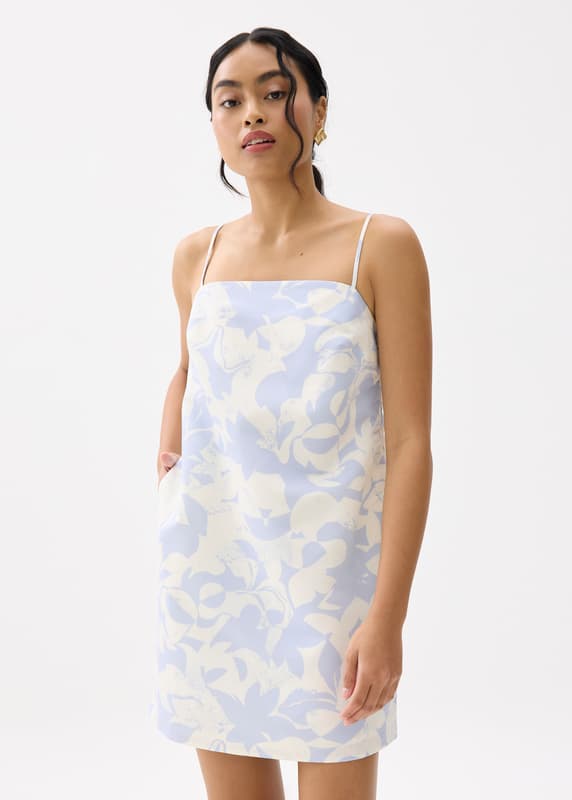 Straight Neck Shift Mini Dress in Sunburst | Love, Bonito US