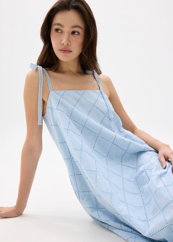 Broderie Trapeze Maxi Dress