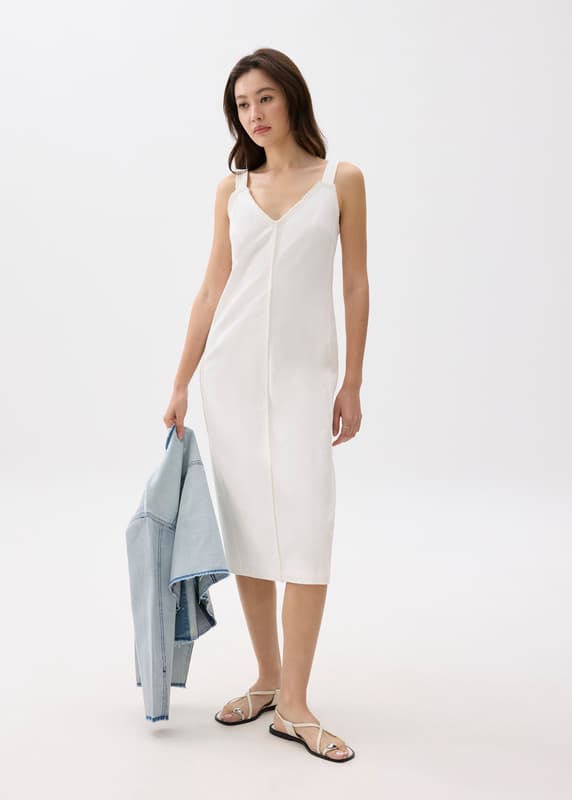 Cotton V-neck Column Midi Dress | Love, Bonito US