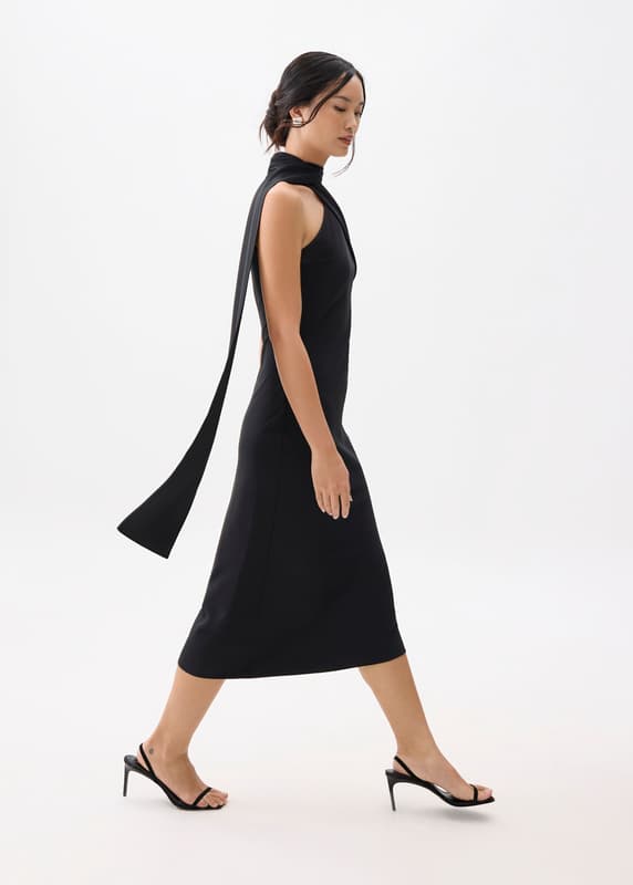 Halter Bias Cut Midi Dress | Love, Bonito US