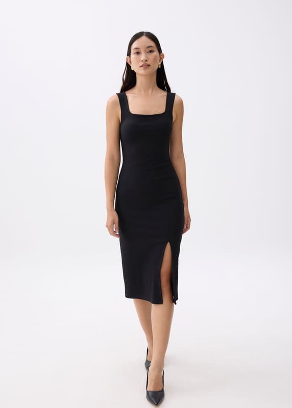 Textured Square Neck Bodycon Dress