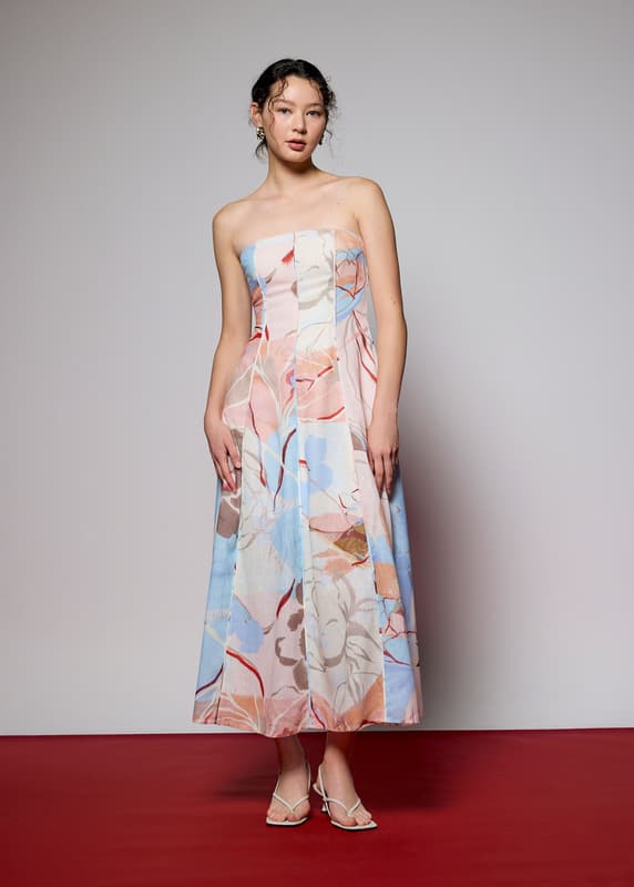 Padded Tube Maxi Dress in Tossed Blooms | Love, Bonito US
