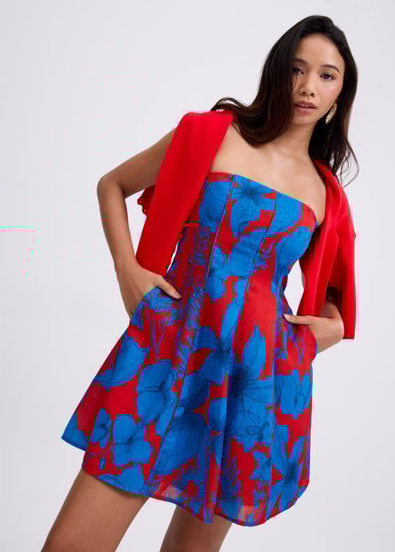 レイヤード ミニドレス[KHAKIPOINT] FLARE LAYERED MINI DRESS KIARA LONG SLEEVE SHEER MINI DRESS | Parallel