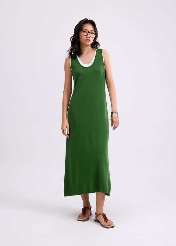 Layered Knit Scoop Neck A-line Midaxi Dress | Love, Bonito SG
