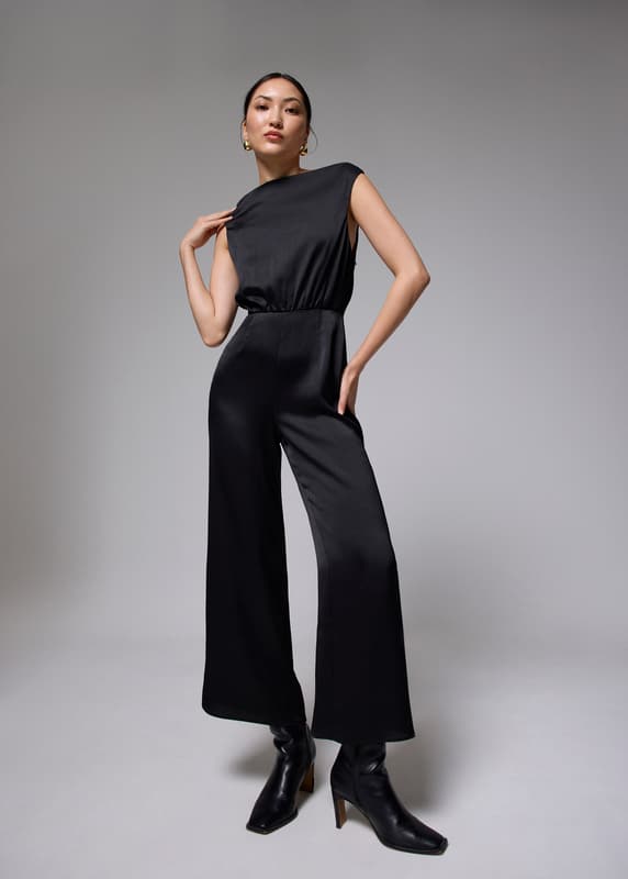 Crinkled Satin Cowl Neck Jumpsuit | Love, Bonito SG