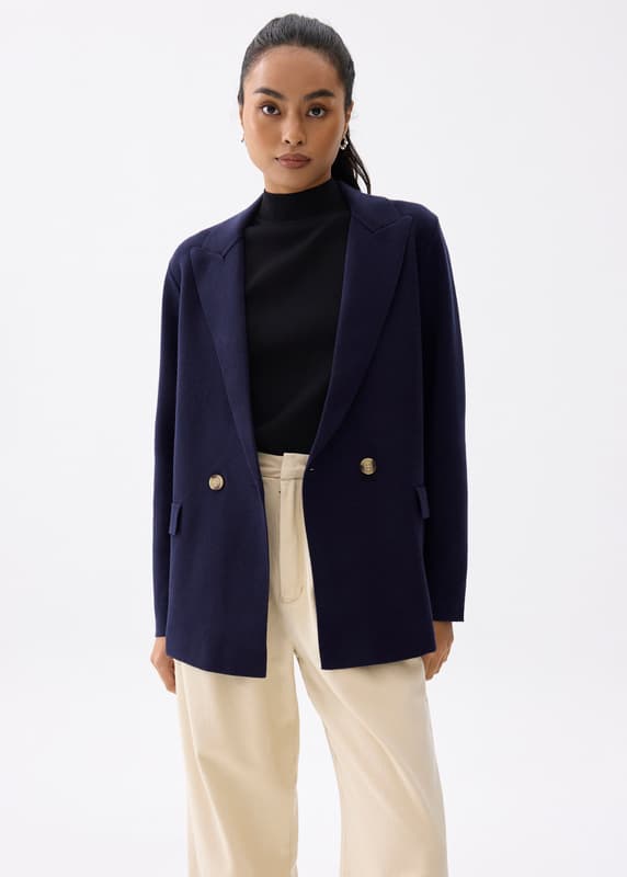 Knit Double Breasted Blazer