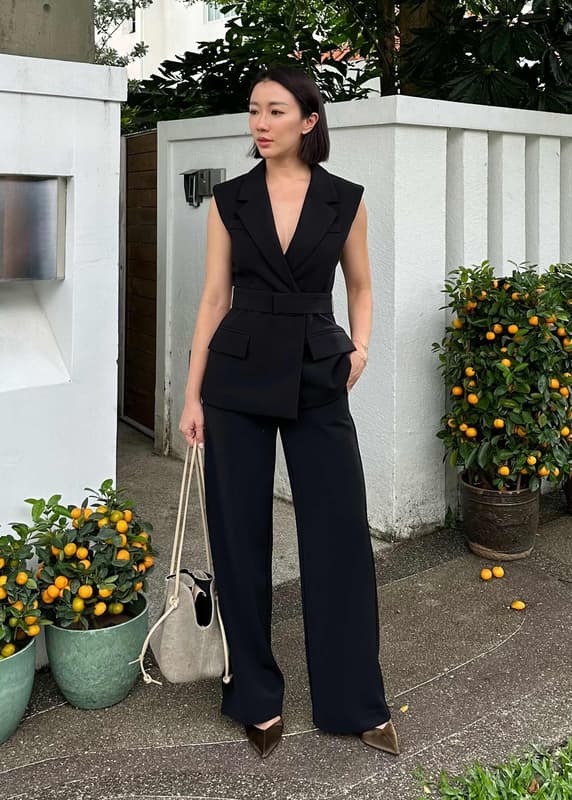 トップス WAVE COLLAR ANGULAR VEST ameri