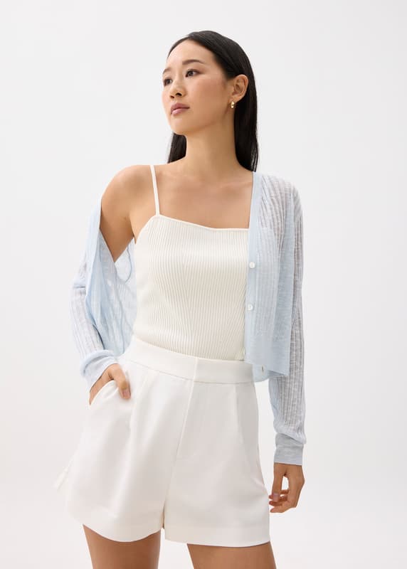 Sheer V-neck Crop Knit Cardigan | Love, Bonito US
