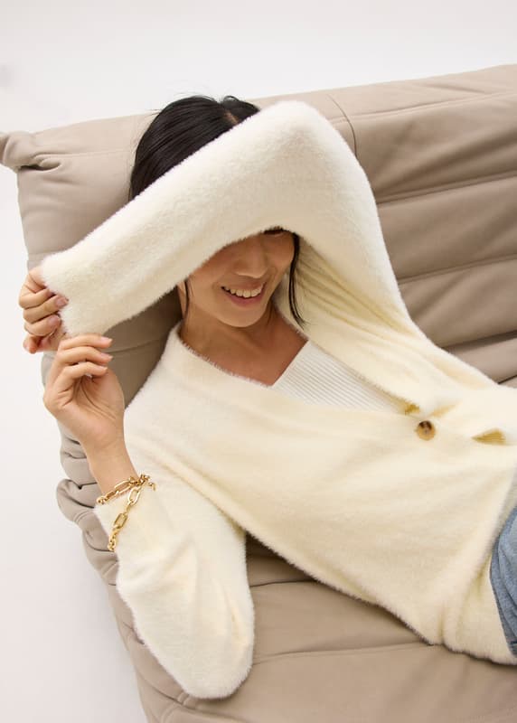 Relaxed Fuzzy Knit Cardigan