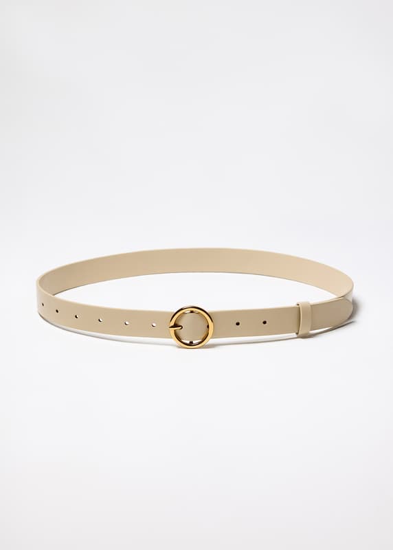 Round Buckle Vegan Leather Belt