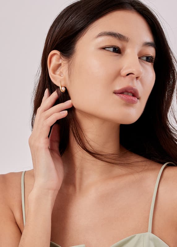 Buy Gisele Oval Gold Pearl Earrings @ Love, Bonito Singapore | Shop ...