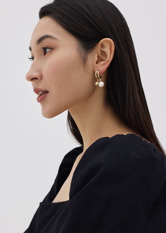 Buy Alis Gold & Pearl Hoop Earrings @ Love, Bonito | Shop Women's ...