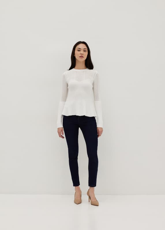 Buy Nicolette Pointelle Knit Peplum Top Love, Bonito Hong Kong Shop