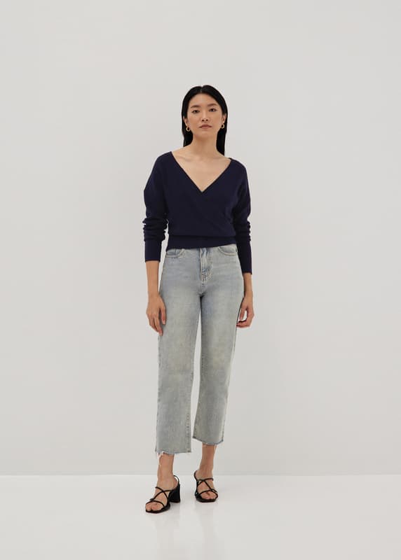 Everly Surplice Front Knit Sweater | Love, Bonito ID
