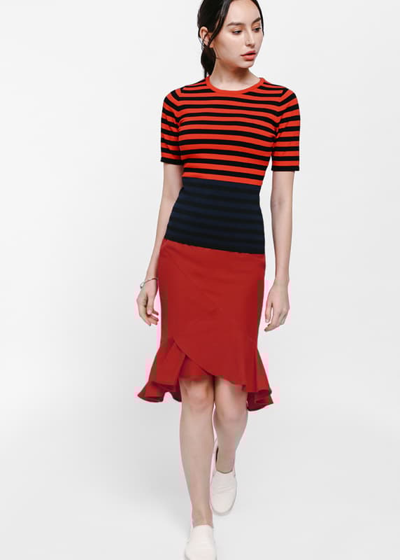 Buy Osamund Asymmetrical Ruffle Hem Skirt @ Love, Bonito Singapore ...