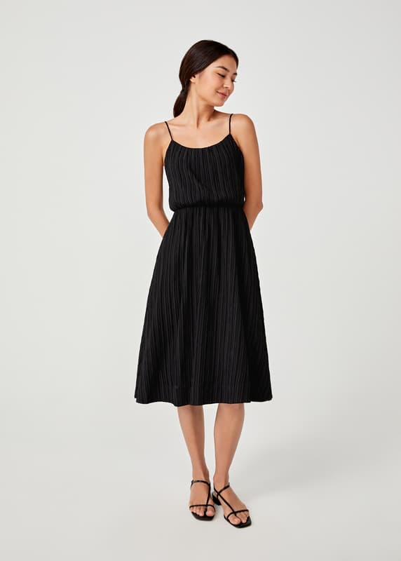 Bess Tie Back Textured Midi Dress Love, Bonito US