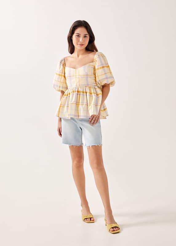 Caraway Gingham Babydoll Top