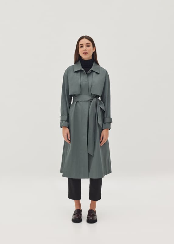 Ivonne Twill A-line Midi Trench Coat | Love, Bonito US