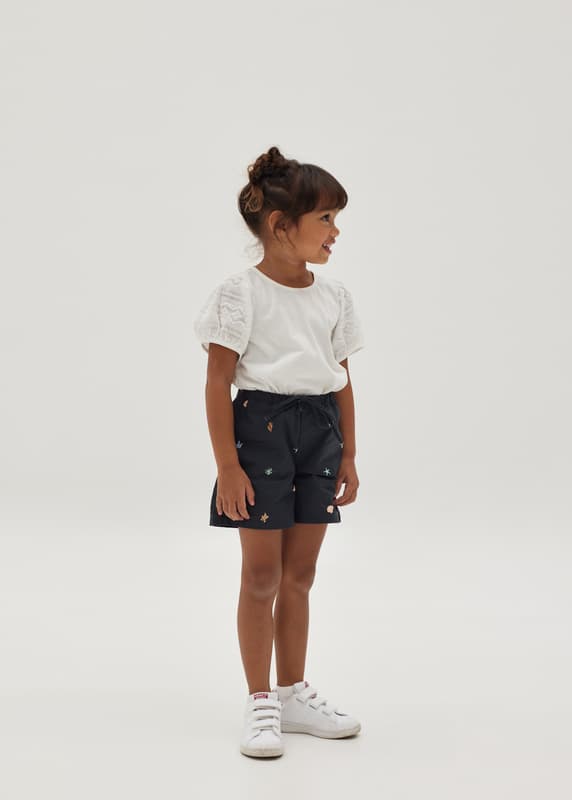 Keaira Elastic Cotton Twill Unisex Shorts in Tidal Daydream