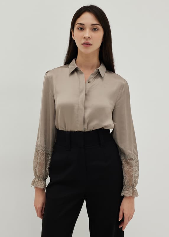 Her lip to - her lip to Bow-Tie Lace Trimming Blouse Her lip