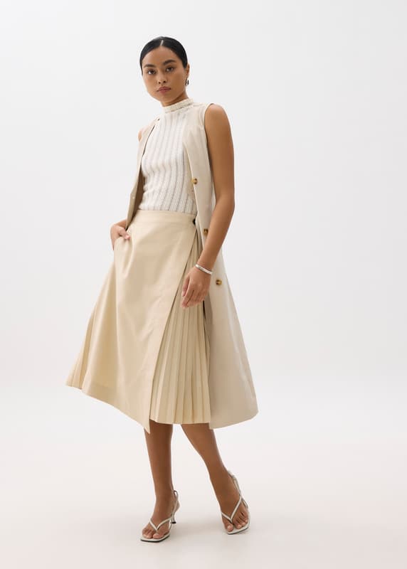 Adjustable Pleated Front Wrap Midi Skirt | Love, Bonito US