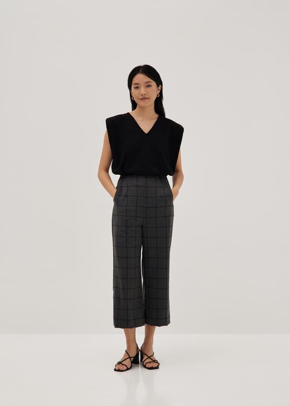 Checkered Wide Leg Culottes