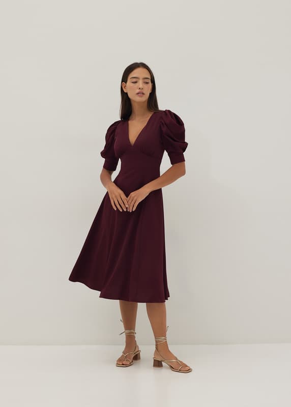 Cambrie Padded Cowl Sleeve Dress