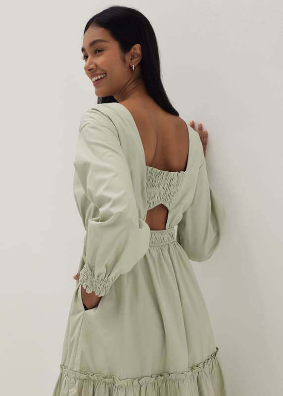 Kyline Tiered Ruched Midi Dress | Love, Bonito INTL
