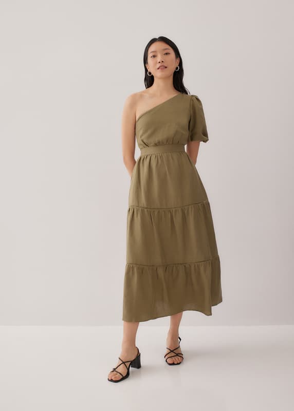 Niegel Tiered Toga Puff Sleeve Dress