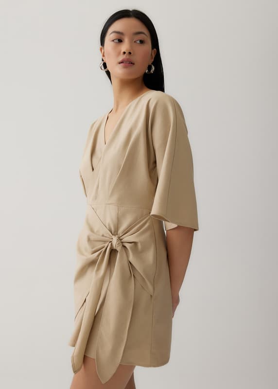 Mitch Linen Faux Wrap Dress | Love, Bonito INTL