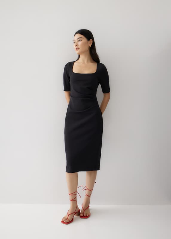 Geodese wrap front pencil dress online