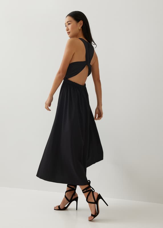 Chacott Knit & Back Bow Puff Sleeve Midi Dress – SNIDEL