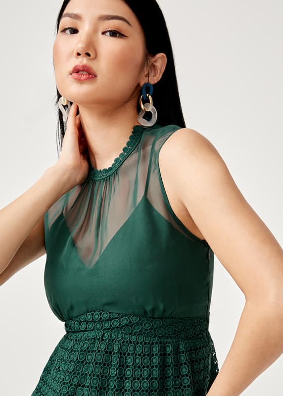 Selene Lace Peplum Top | Love, Bonito SG