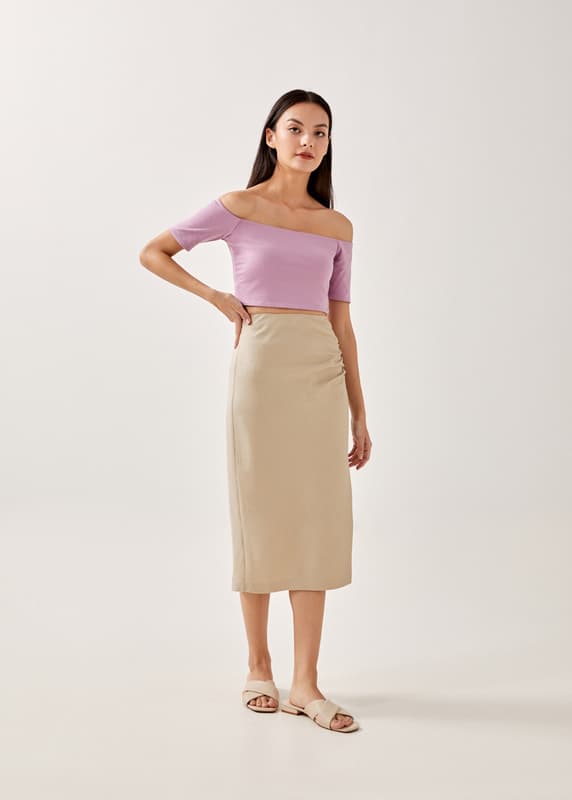 Jade Linen Side Ruched Skirt | Love, Bonito Philippines