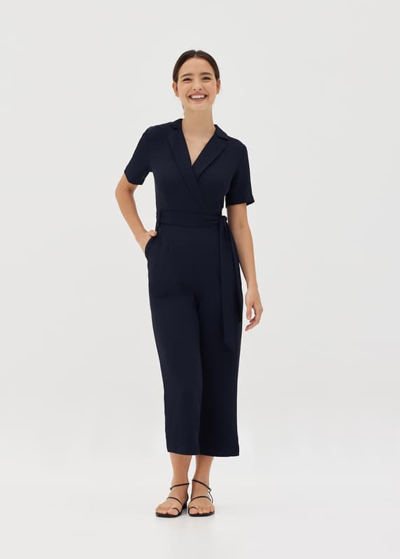 Buy Dinya Wrap Front Culotte Jumpsuit @ Love, Bonito Malaysia | Shop ...